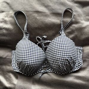 VICTORIA'S SECRET Blue White Plaid Gingham Swim Removable Push Up Bikini 36DD
